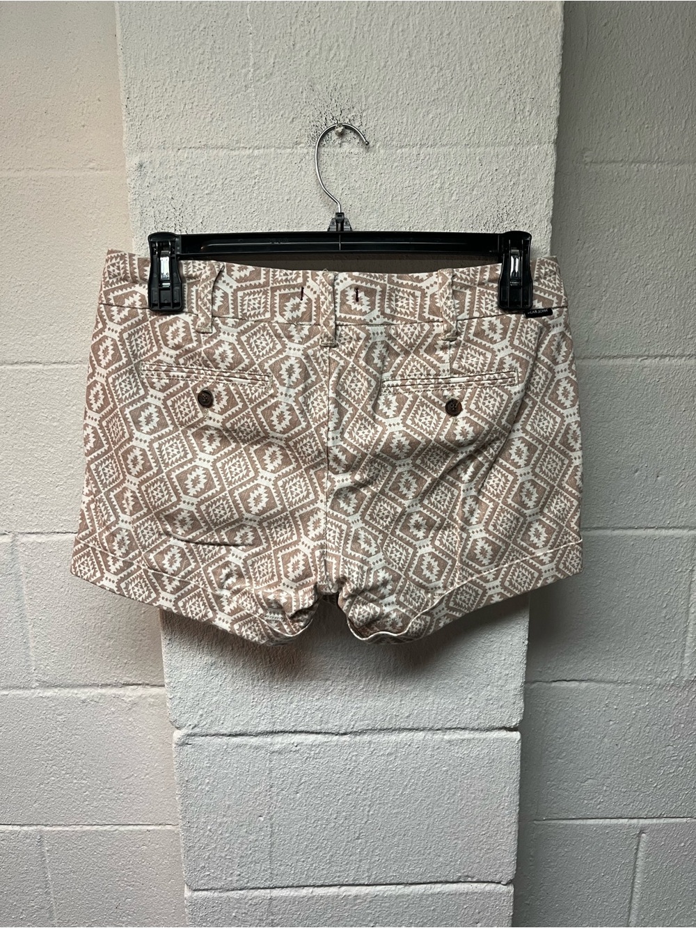 Dear John Tan and White Geometric Jean Shorts - Picture 3 of 6